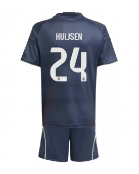 Billige Fotballdrakt Real Madrid Dean Huijsen #24 Replika Bortedraktsett Barn 2025-26 Kortermet (med bukser)
